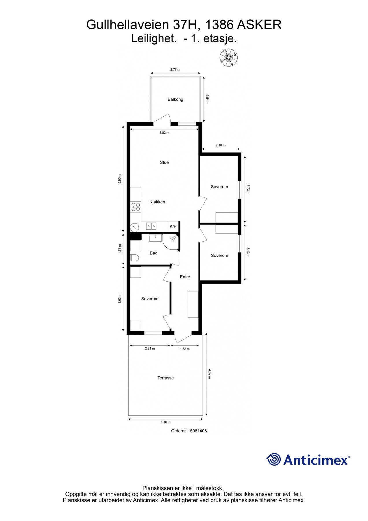 Vi beveger oss inn i boligen og begynner med plantegningen for å orientere oss litt. Galleribilde