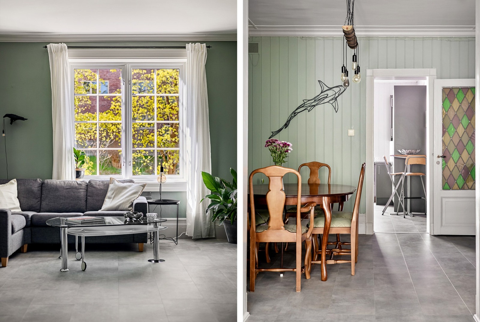 Fra stuen er det trivelig utsyn mot grøntområde Galleribilde