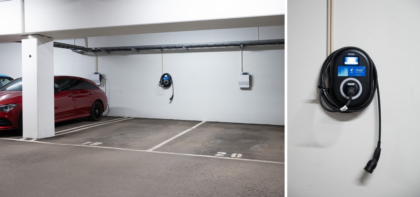 Bruksrett til garasjeplass i oppvarmet anlegg med elbil-lader Galleribilde