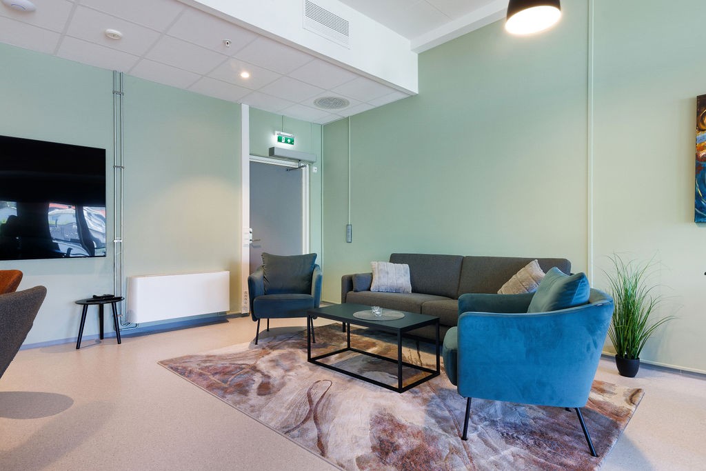 Selskapslokalet blir også brukt til sosiale kvelder og arrangementer for beboerne som ønsker det Galleribilde