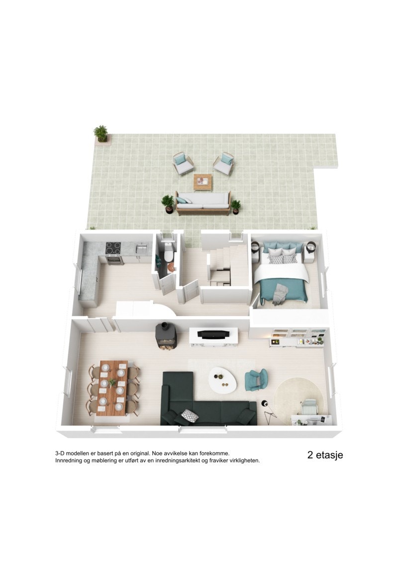 3D plantegning - Hovedetasje Galleribilde