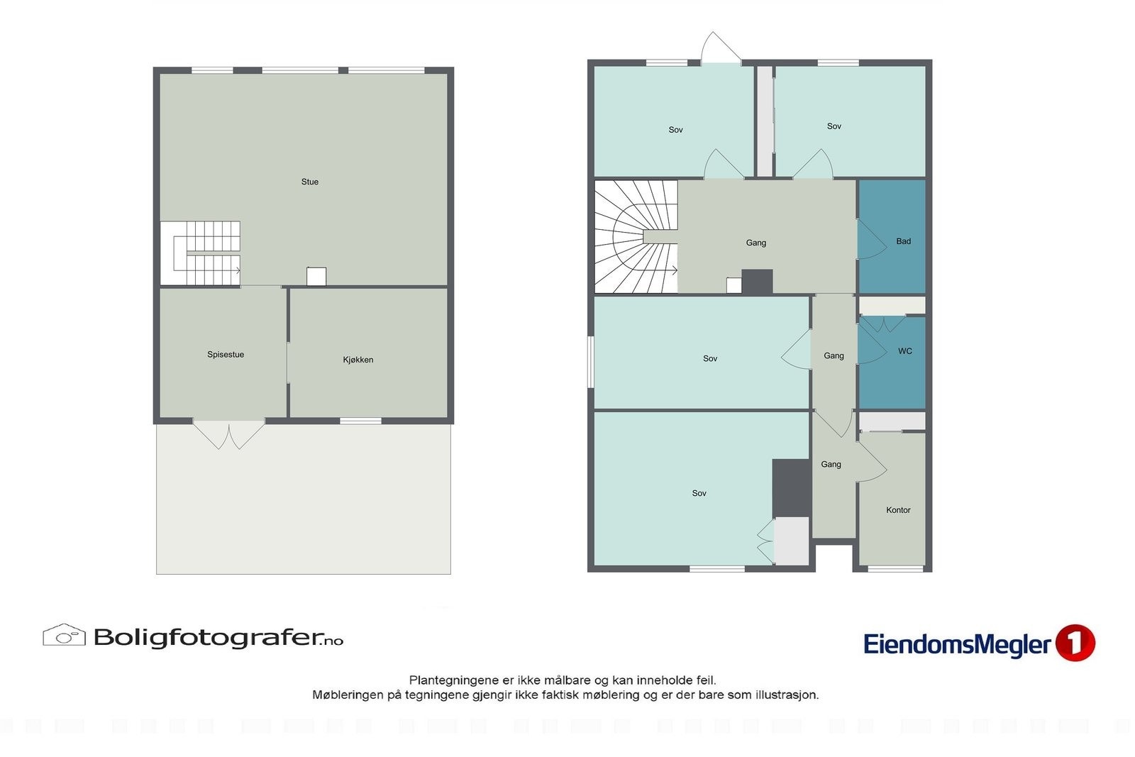 Plantegninger for begge etasjer. Galleribilde