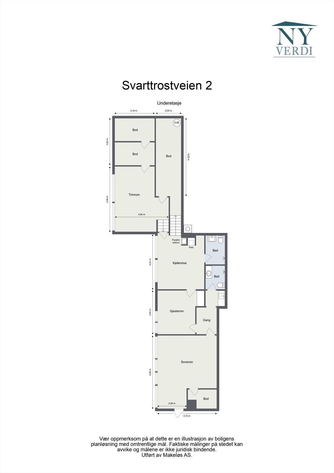 Plantegning - underetasje Galleribilde