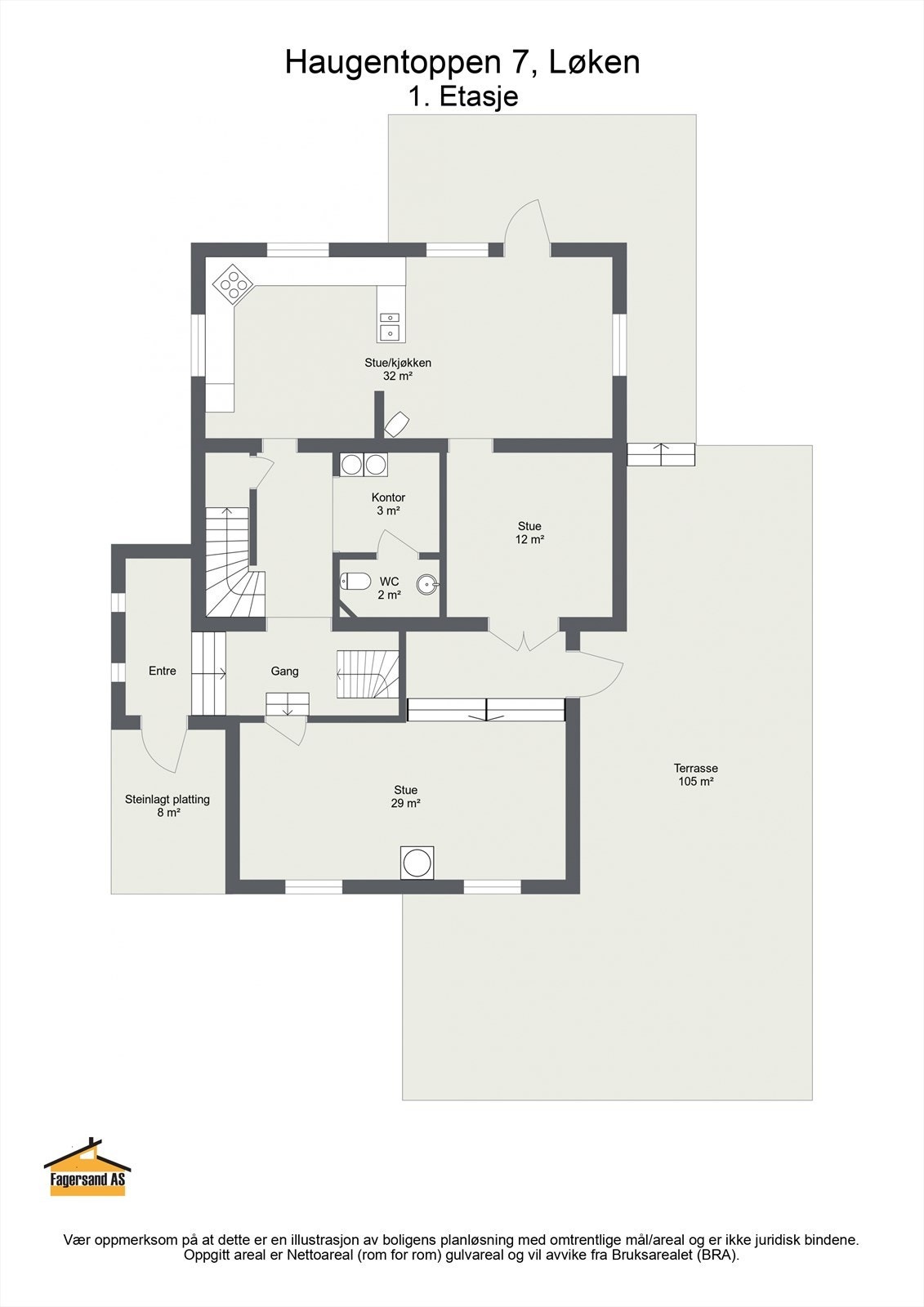 Før du blar deg videre starter vi med plantegningen i 1.etasje. Galleribilde