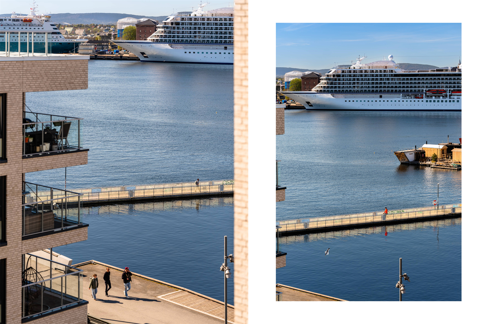 Fra balkongen har man utstyn til liv røre i Oslofjorden Galleribilde