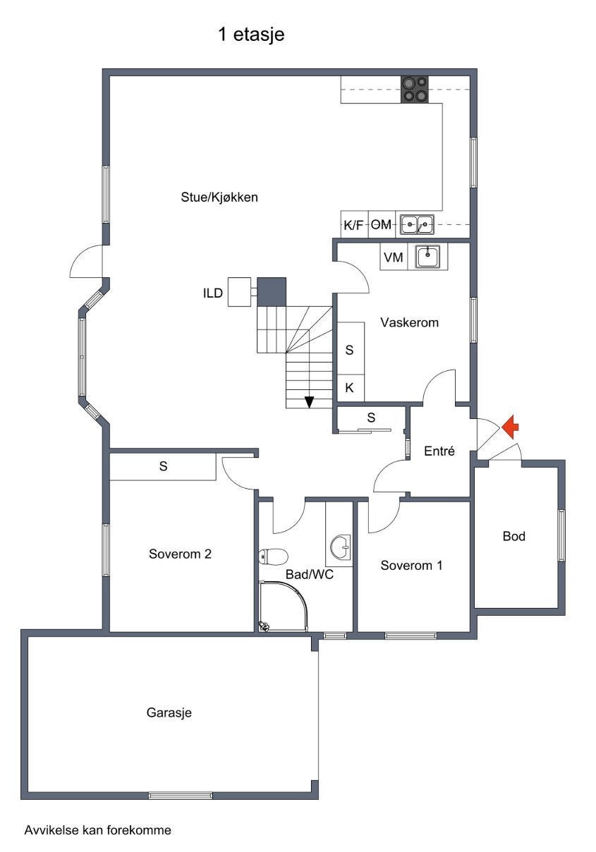 Planløsning, hovedetasje Galleribilde