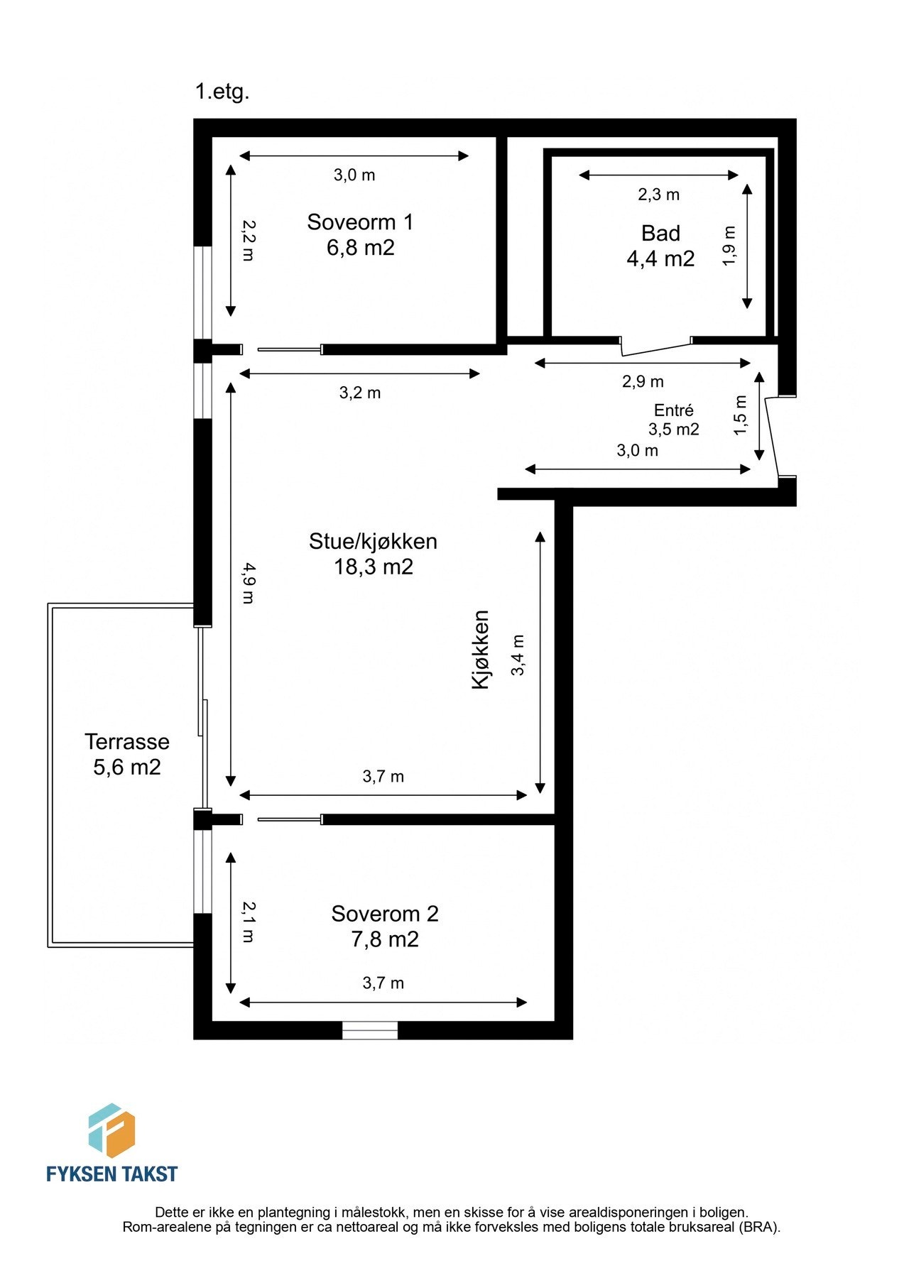 Målsatt planskisse. Galleribilde