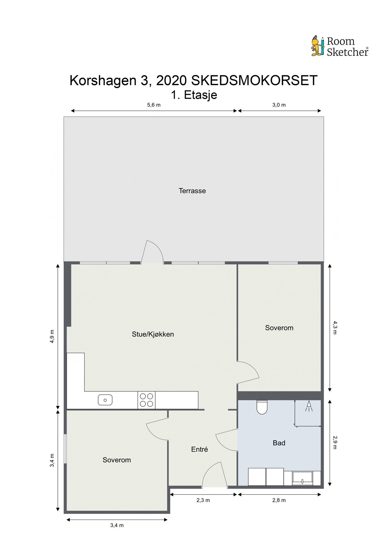 Planløsning. Legg merke til den romslige uteplassen. Galleribilde