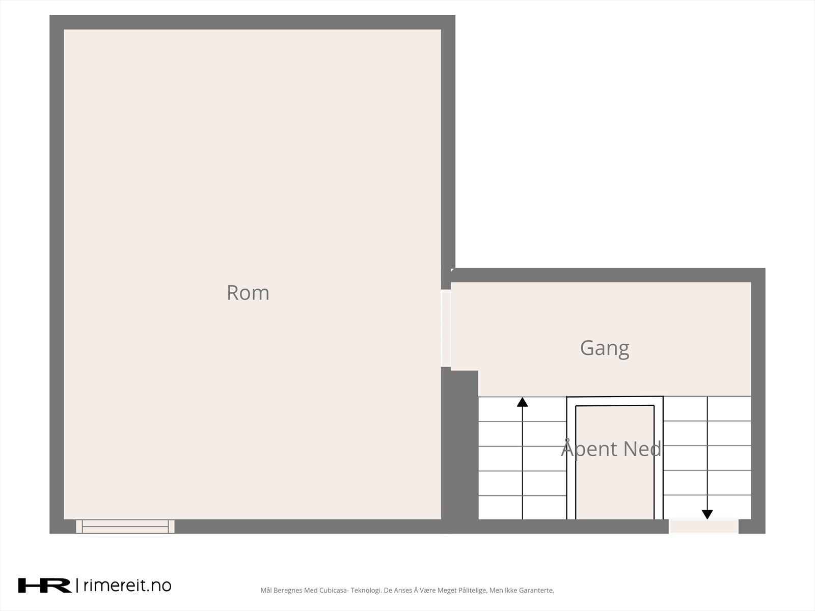 Tegning plan 3, gang og rom med mulighet for soverom. Galleribilde