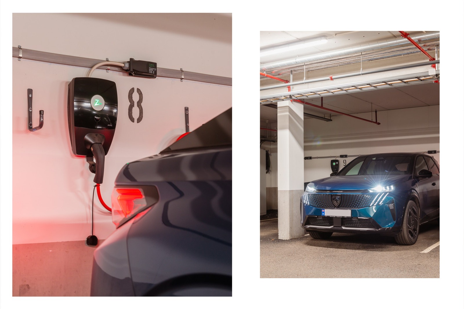 Praktisk med egen parkeringsplass i parkeringskjeller. ELbil lader Galleribilde
