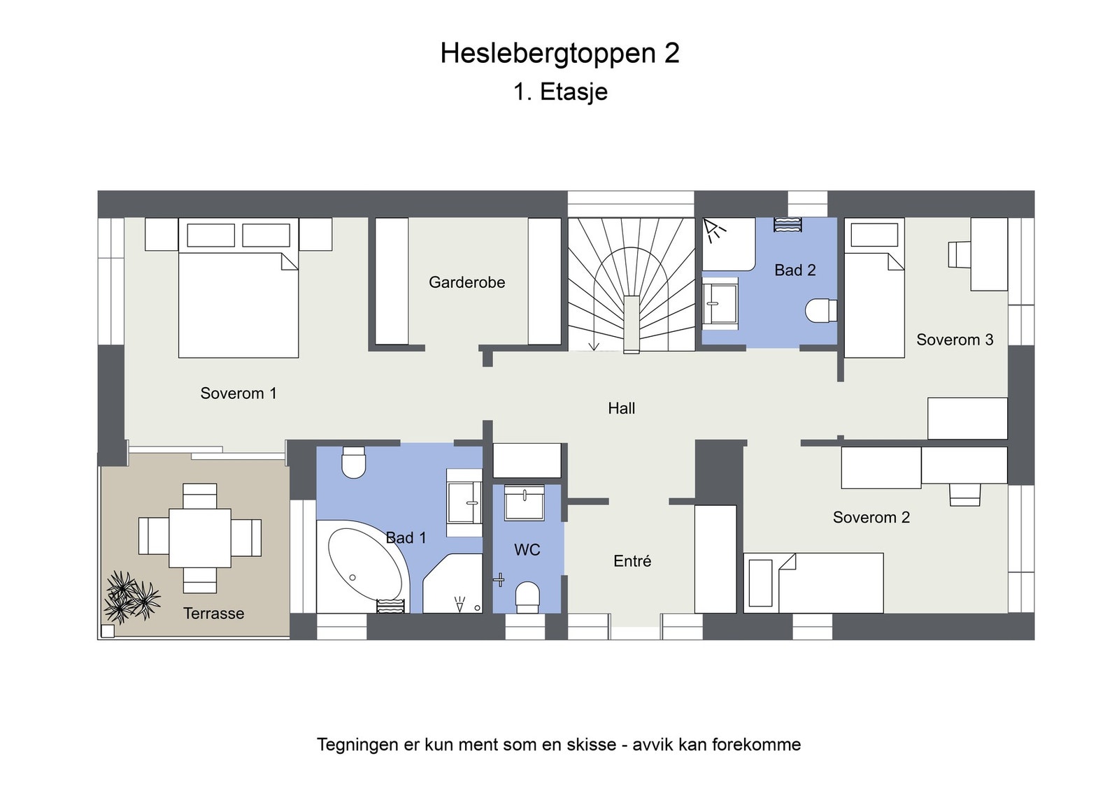 Plantegning u. etg Galleribilde