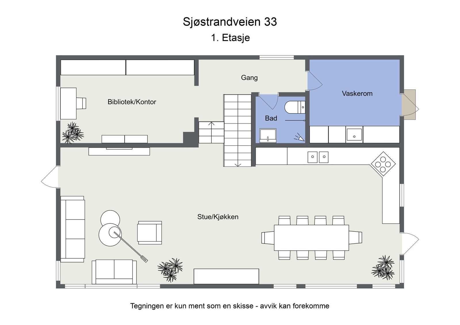 Plantegning 1 etg Galleribilde