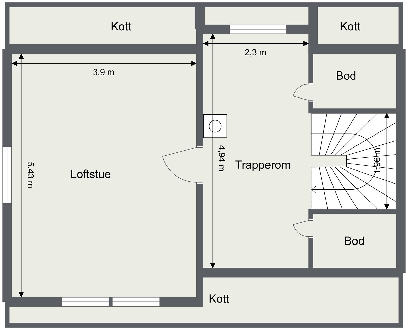 Plantegning loft. Galleribilde
