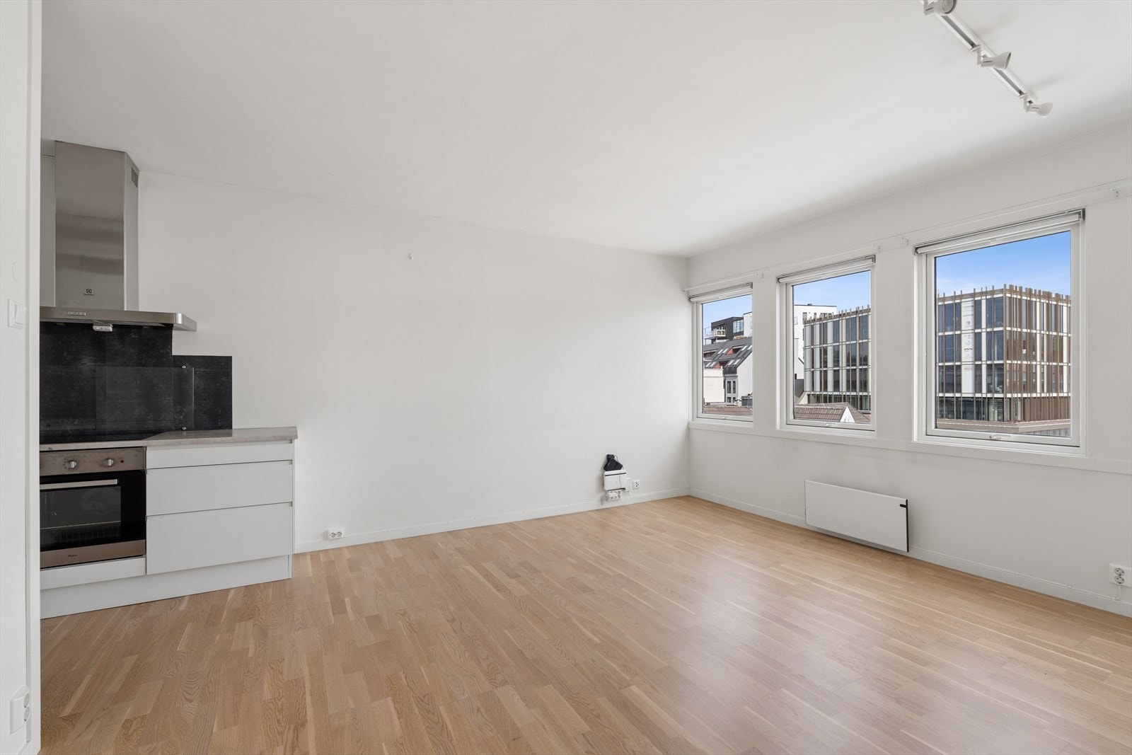 Stor og åpen stue med nøytral stil som er lett å innrede Galleribilde