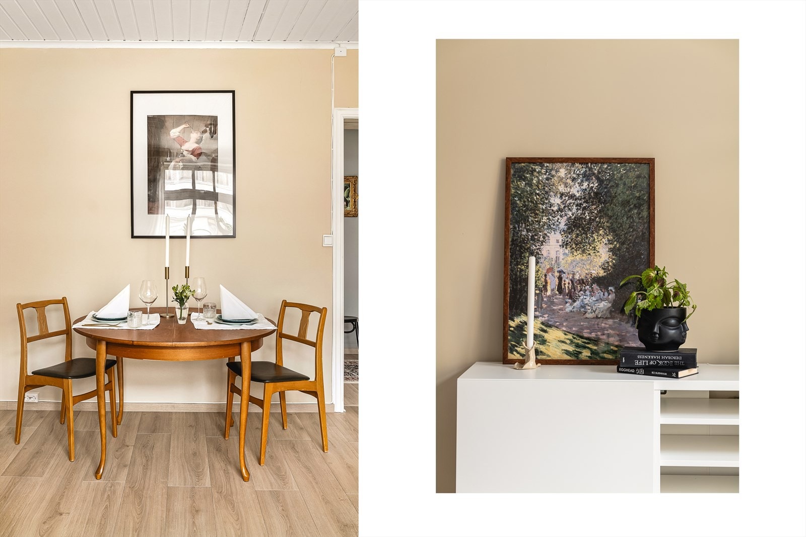 Stuen er malt i tidsriktige og behagelige farger. Galleribilde