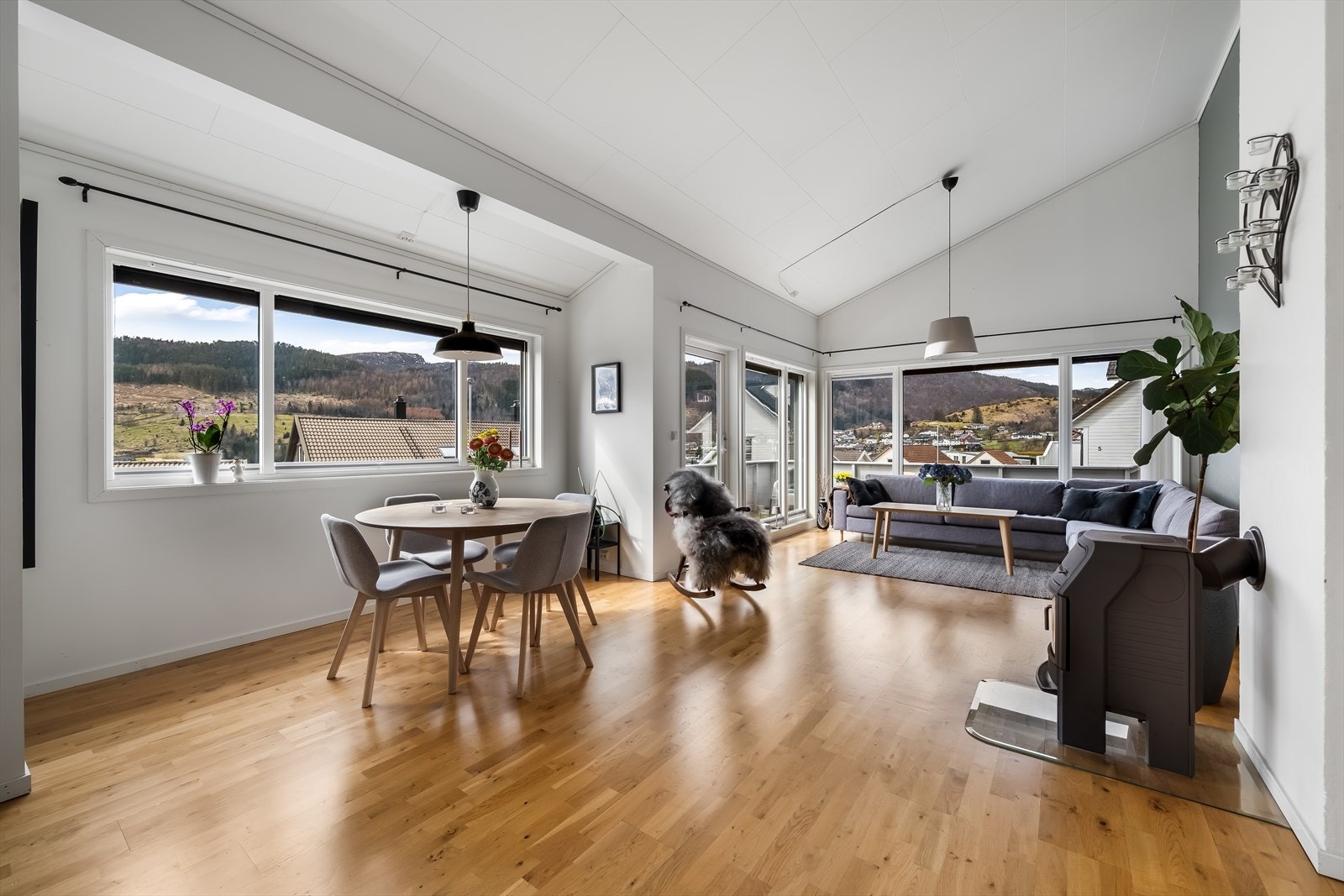 Luftig spiseområde med store vindusflater. Galleribilde