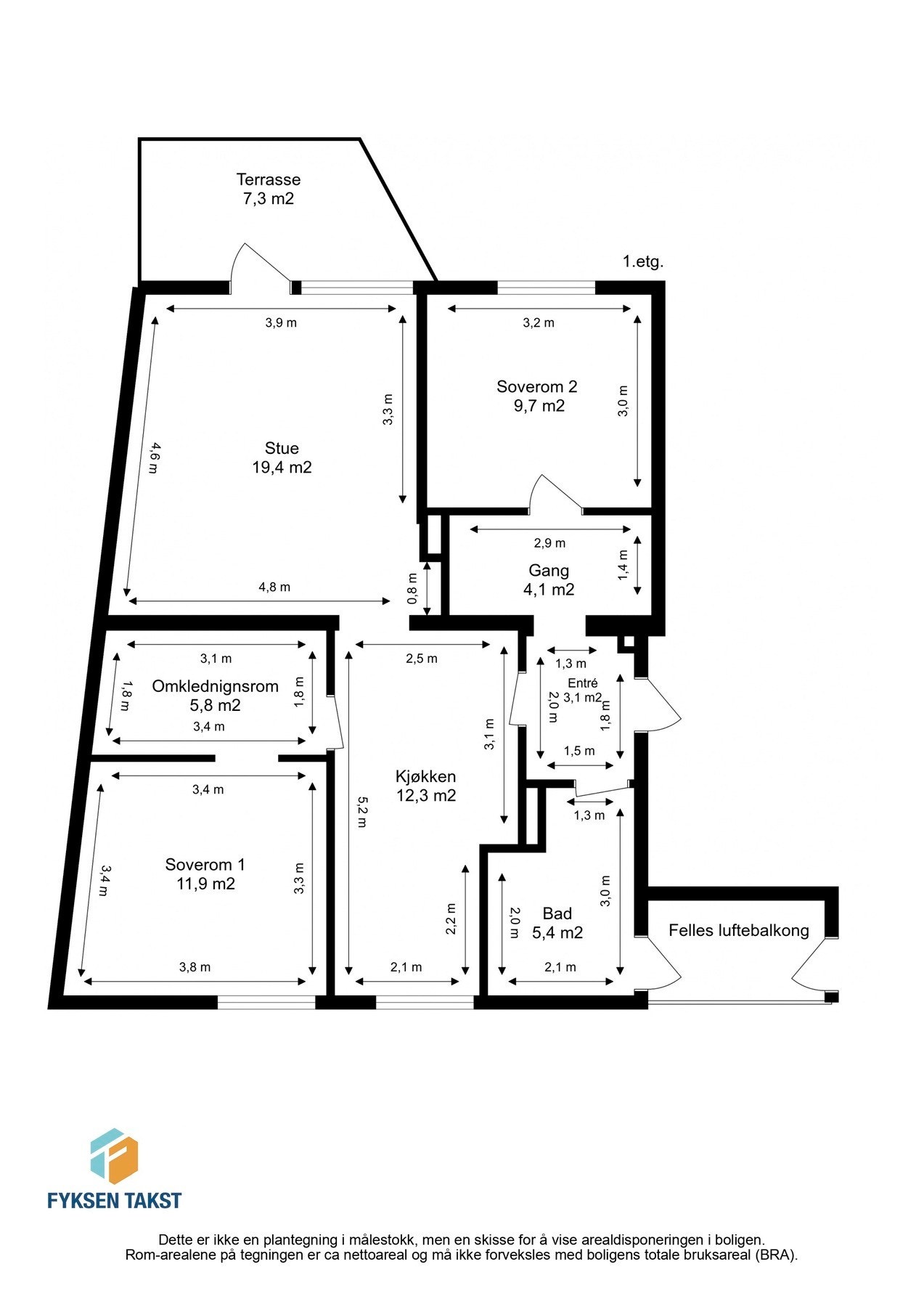 Målsatt planskisse. Galleribilde