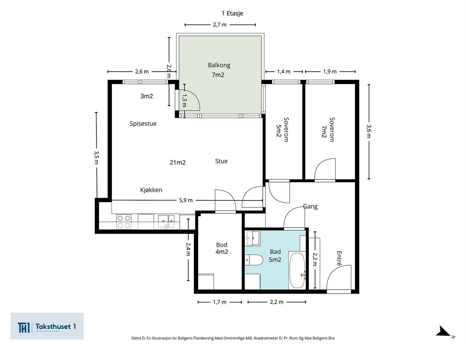 Plantegning. Originalt ett soverom er delt til to rom ved at det er satt opp en lettvegg. Galleribilde