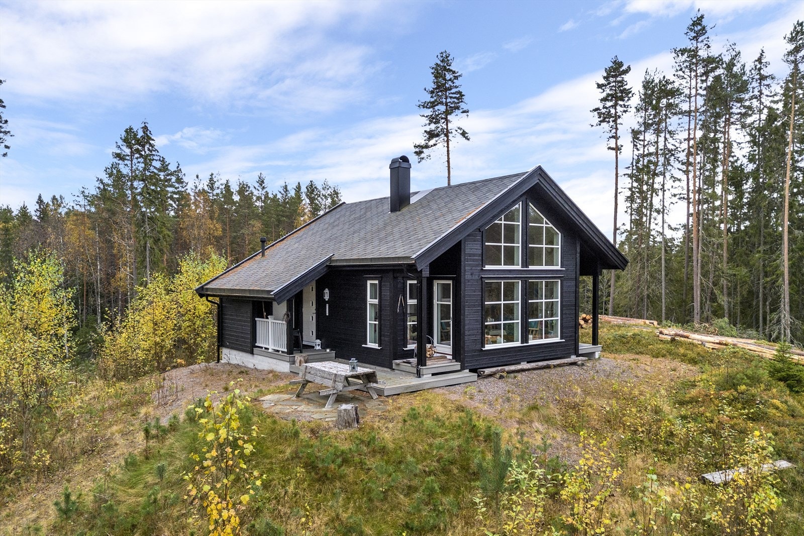 Nordlyshytte type Saga 64 med ett bruksareal på 64 kvm. Galleribilde