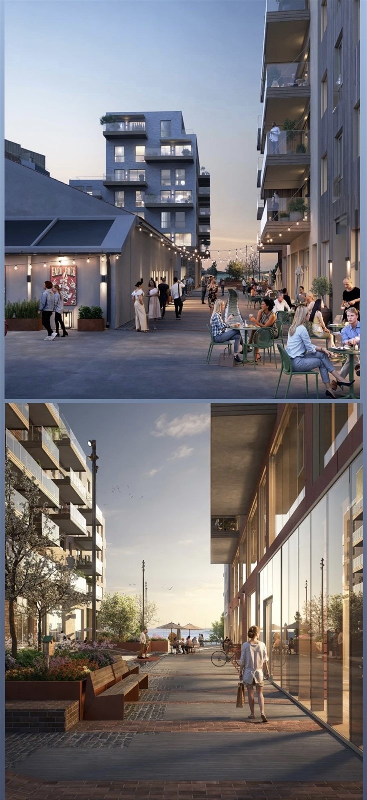 Illustrasjon som viser utviklingen i Slemmestad sentrum, som er i vekst med nye boliger og servicetilbud. Galleribilde