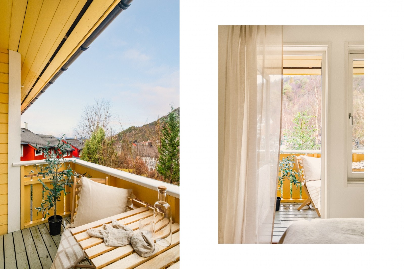 Verandadøren i tre med 2-lags glass gir enkel adkomst fra soverommet. Galleribilde