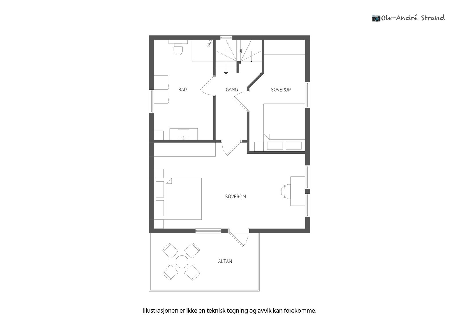 2.etasje/Loft med to soverom og bad fra 2017. Galleribilde