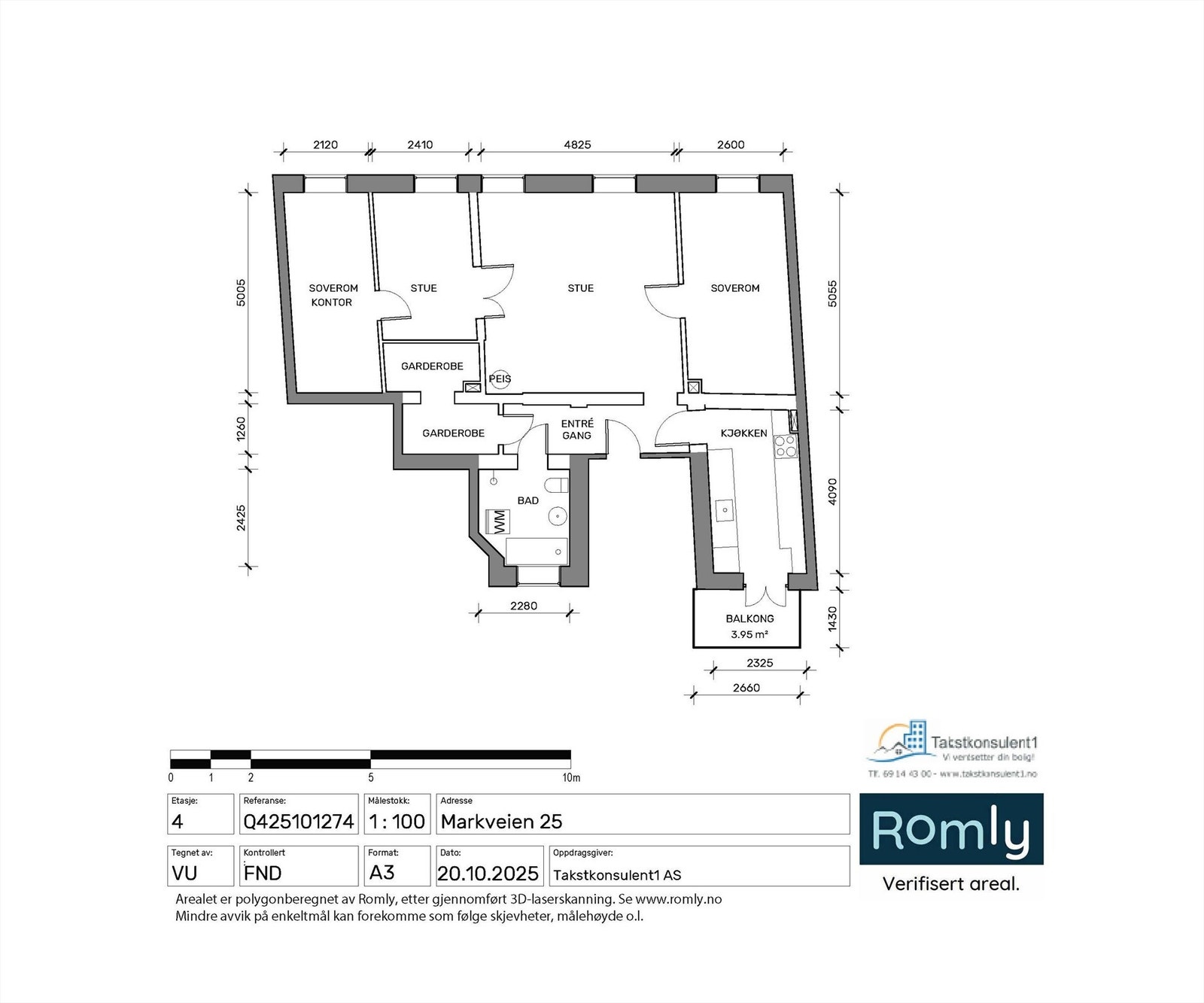 Denne planløsningen viser en gjennomgående og arealeffektiv toppleilighet på 91 m² med en takhøyde på 2,76 meter, to stuer og to soverom. Galleribilde