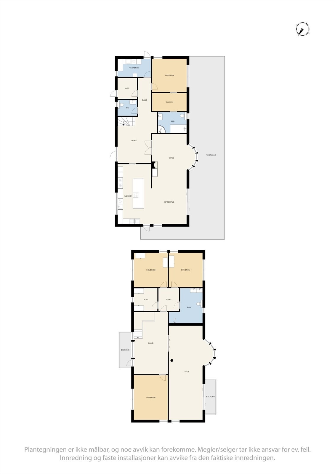 Eneboligen strekker seg over to plan og har en familievennlig planløsning med totalt fire soverom og store, sosiale soner. Galleribilde