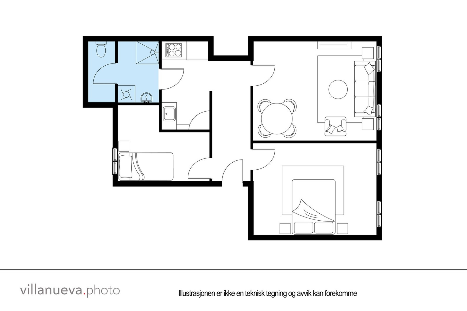Plantegning - ikke målbar. Avvik kan forekomme. Galleribilde