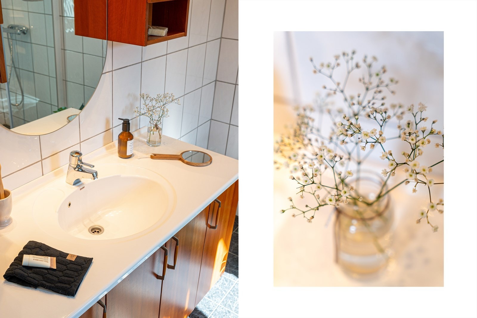 Badet inneholder innredning med servant, toalett og dusjhjørne Galleribilde