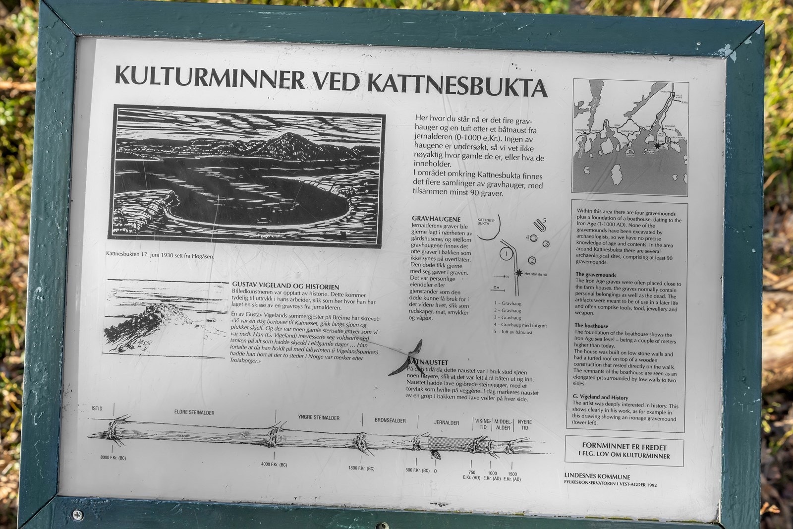 Området rundt Kattnesbukta har en rik historie med kulturminner som gravhauger fra jernalderen. Galleribilde