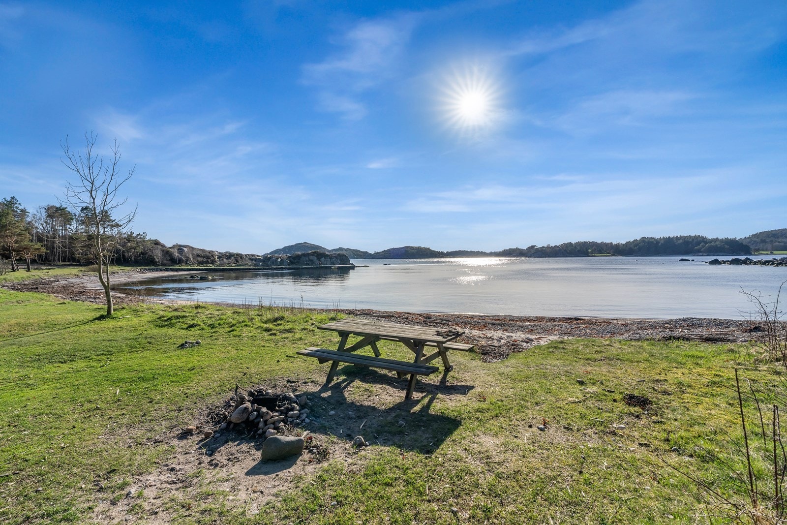 Idylliske rasteplasser langs vannkanten. Galleribilde