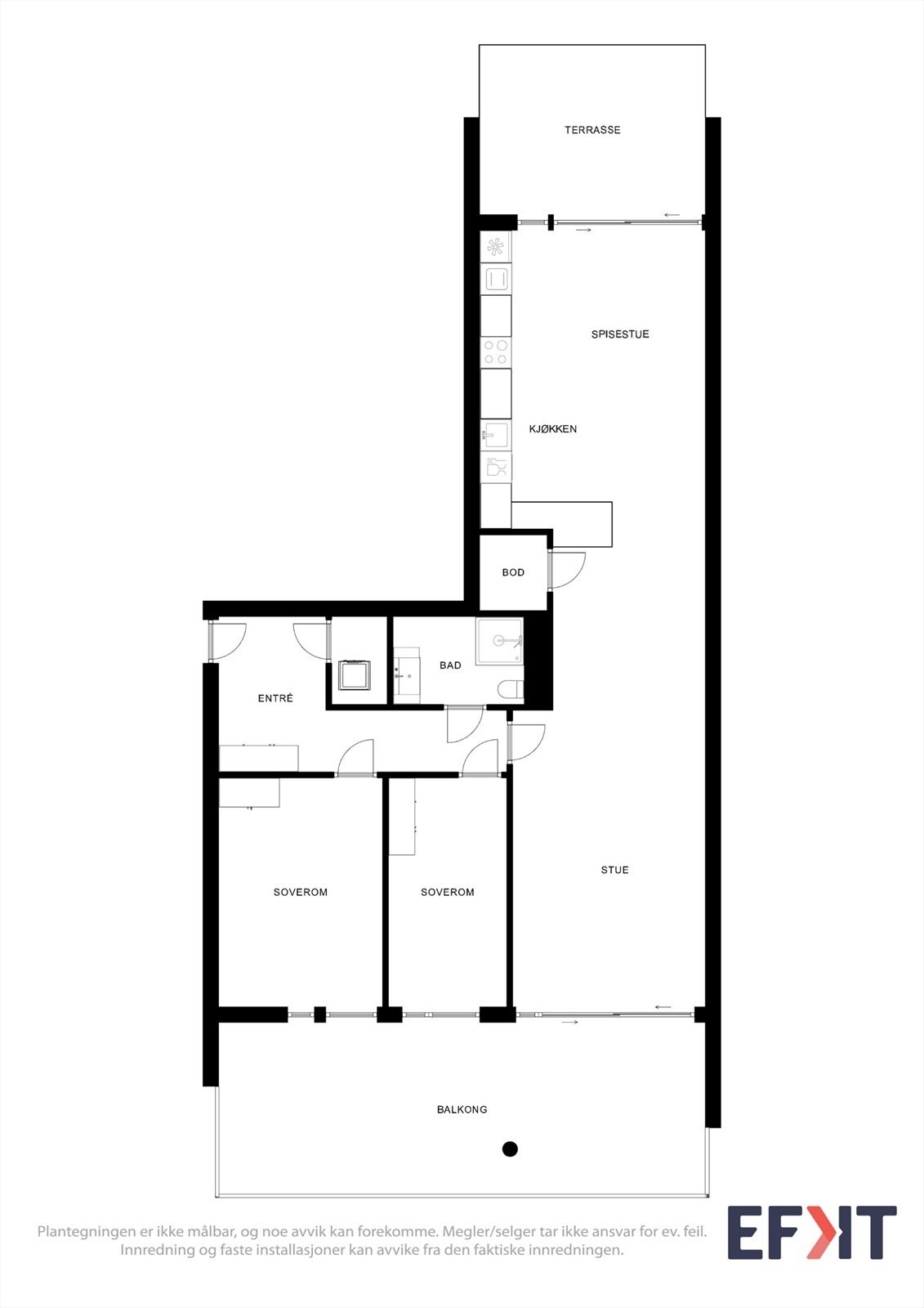 Plantegninger - Leiligheten har to terrasser Galleribilde