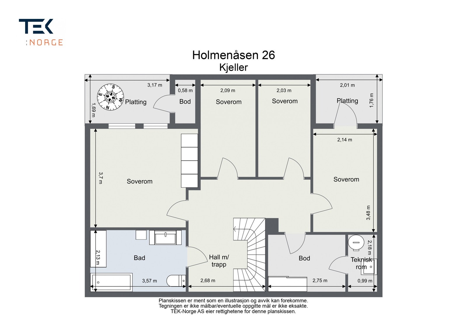 Plantegning Kjeller, Holmenåsen 26 Galleribilde