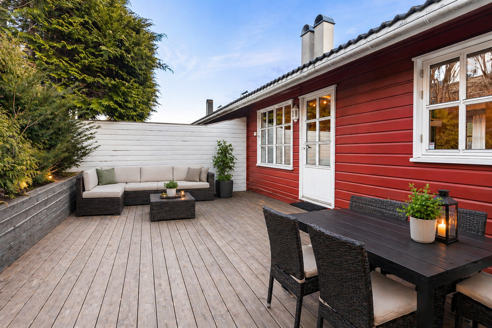 Terrasse på 31 kvm. Bildet er digitalt stylet med AI. Foto: Trond Reder Galleribilde