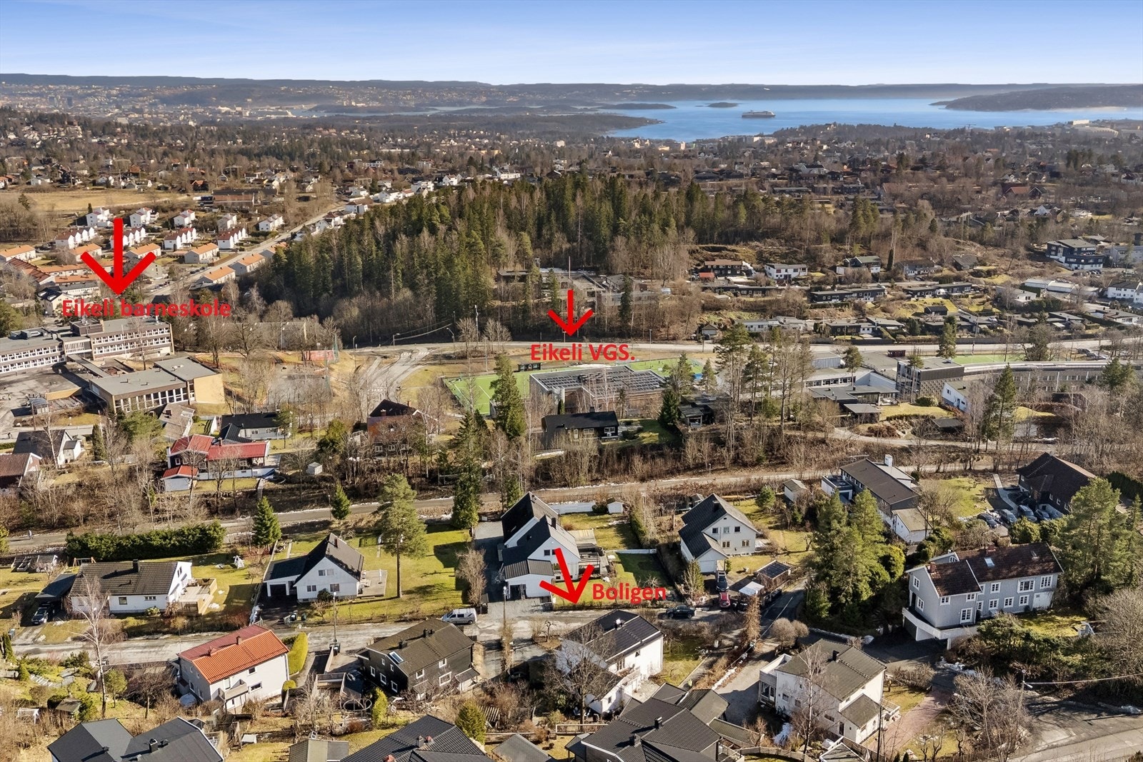 Her ser du den korte avstanden til skolene fra huset! Galleribilde