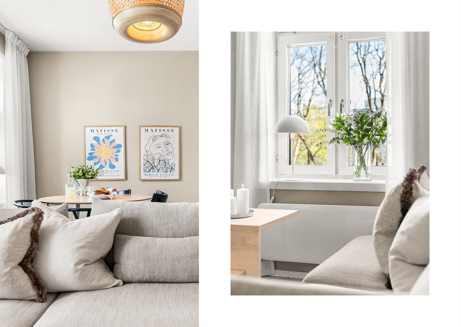 Rommet oppleves åpent og harmonisk med god takhøyde og en gjennomgående stil som gir et moderne og tiltalende uttrykk. Galleribilde
