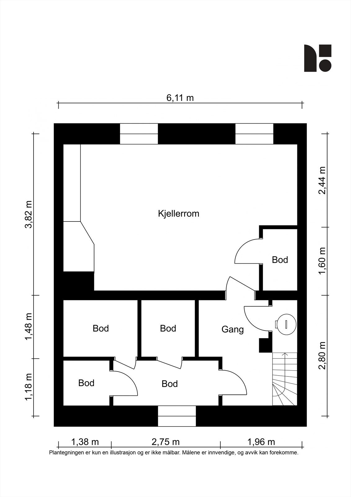 Plantegning av kjelleretasje. Galleribilde