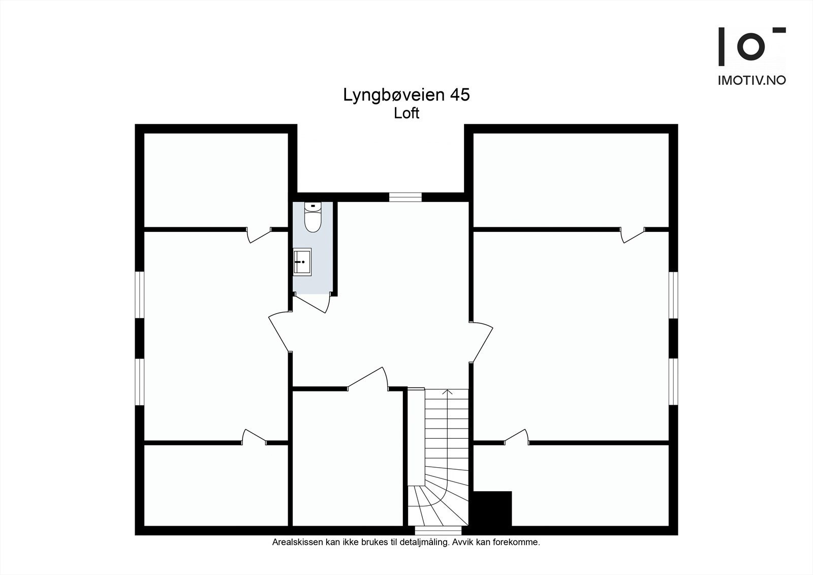 Loftsetasjen har et bruksareal på 43 m² og inneholder to soverom, toalettrom og bod. Galleribilde