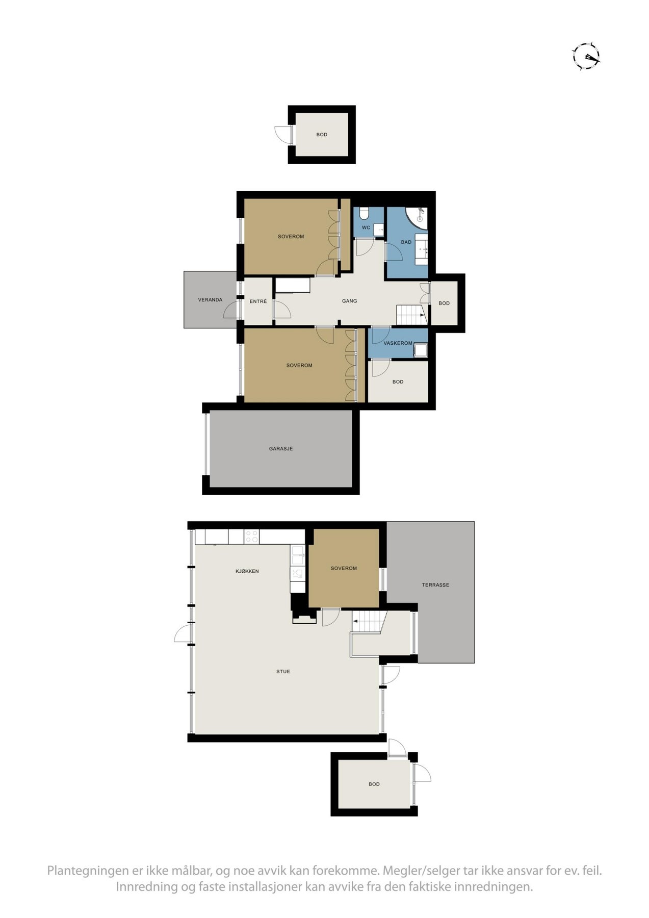 Plantegning sokkeletasje og 1. etasje. Galleribilde