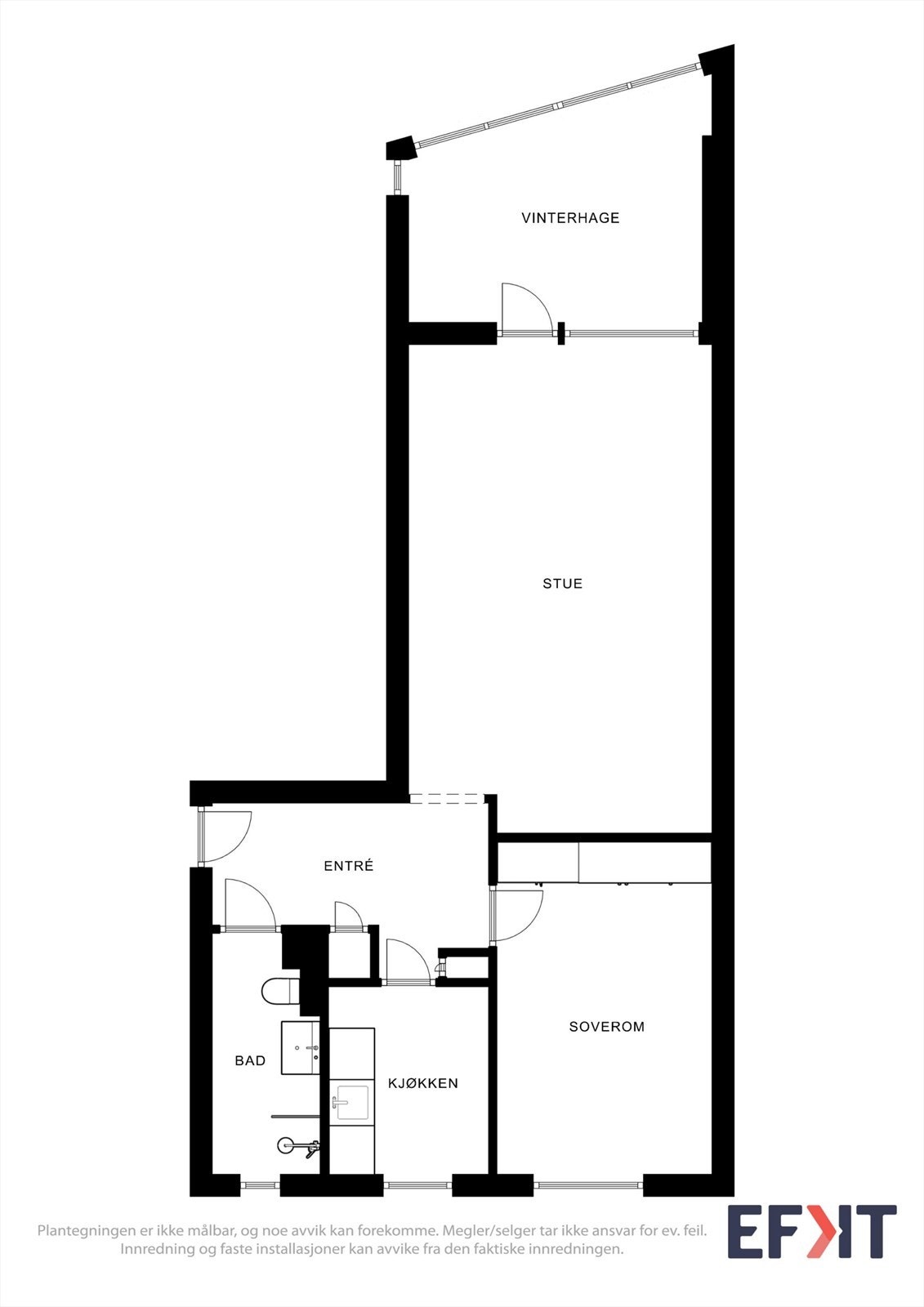 Leiligheten har en gjennomtenkt planløsning som fordeler seg over entré, bad, kjøkken, soverom og stue. I tillegg medfølger en bod på 6 m². Galleribilde