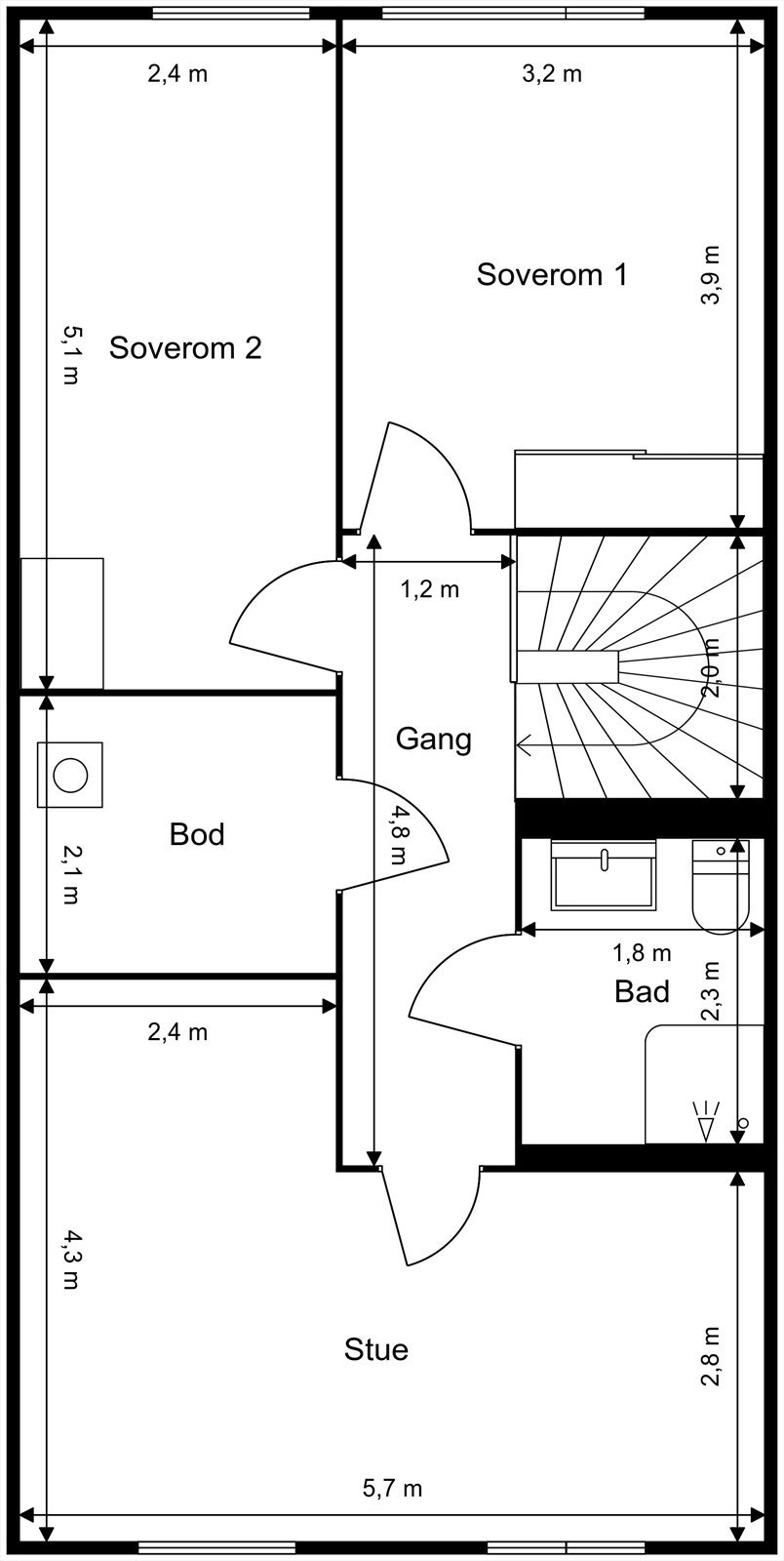 2. etasje - Plantegning. Galleribilde
