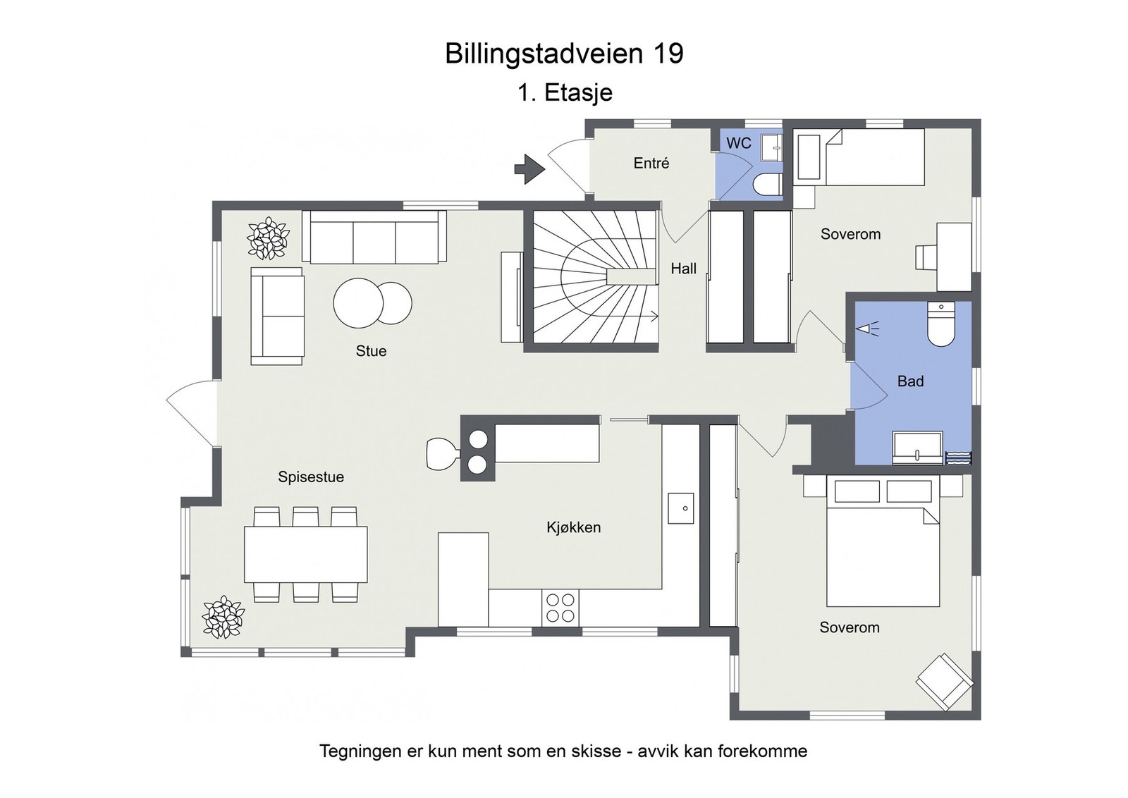 Plantegning 1. etasje Galleribilde