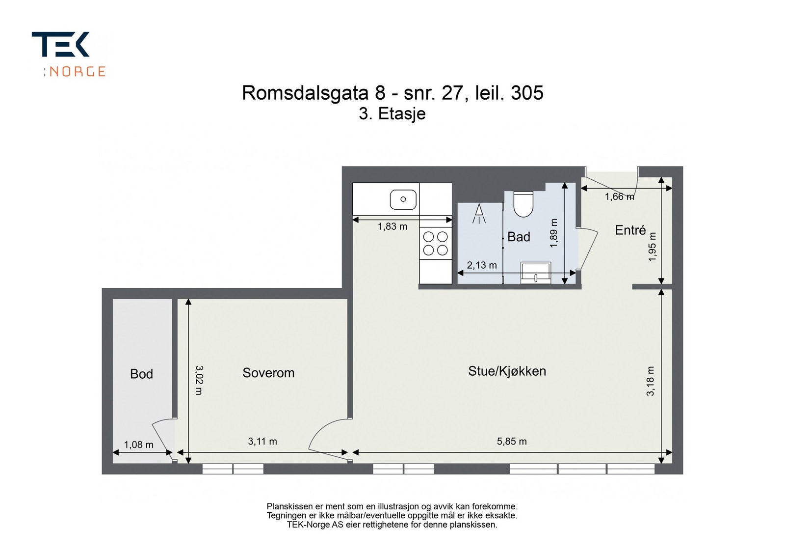 Plantegning med mål Galleribilde