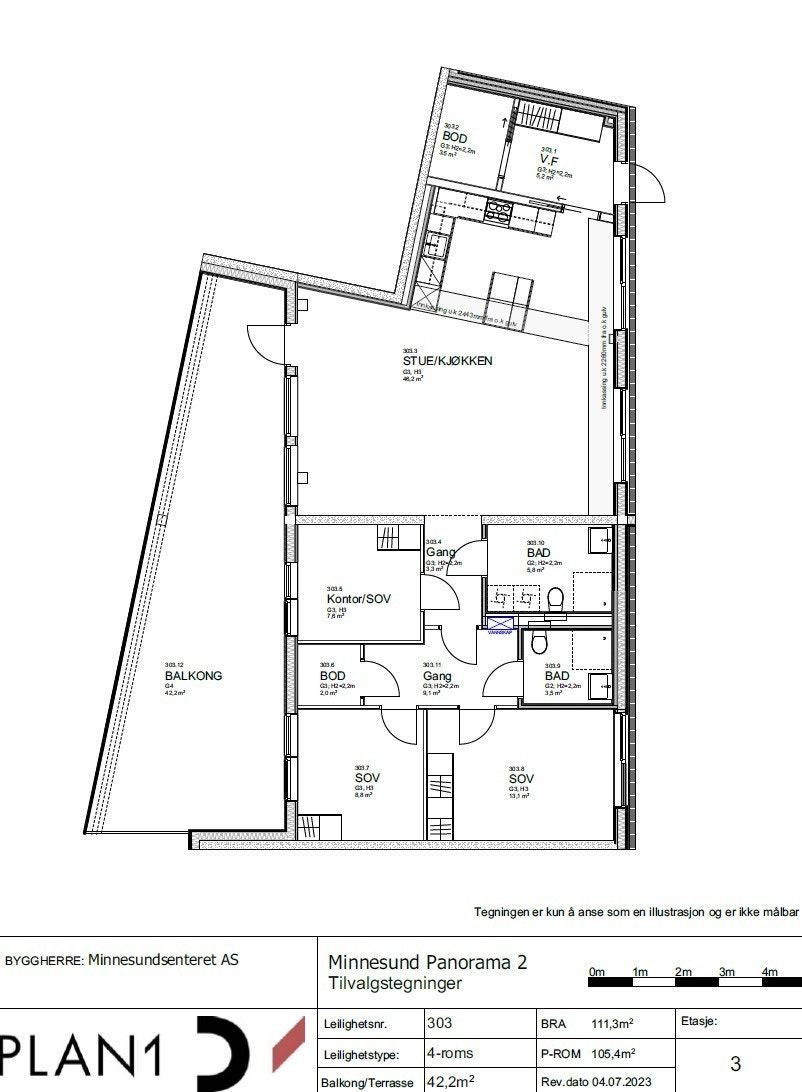 Plantegning 3. etasje Galleribilde