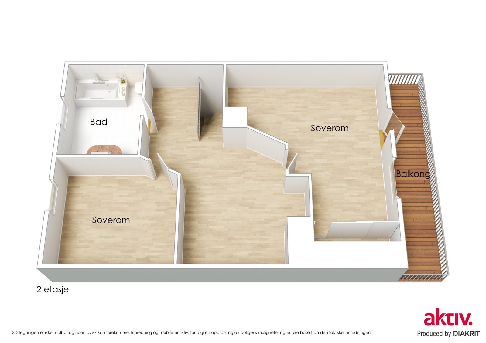 3D tegning av loft er ikke målbar og noen avvik kan forekomme. Galleribilde