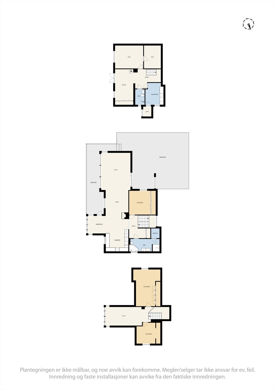Med et samlet bruksareal på 215 m² (BRA-I) fordelt over tre plan, tilbyr boligen en fleksibel og familievennlig planløsning med adskilte soner for samvær og privatliv. Galleribilde