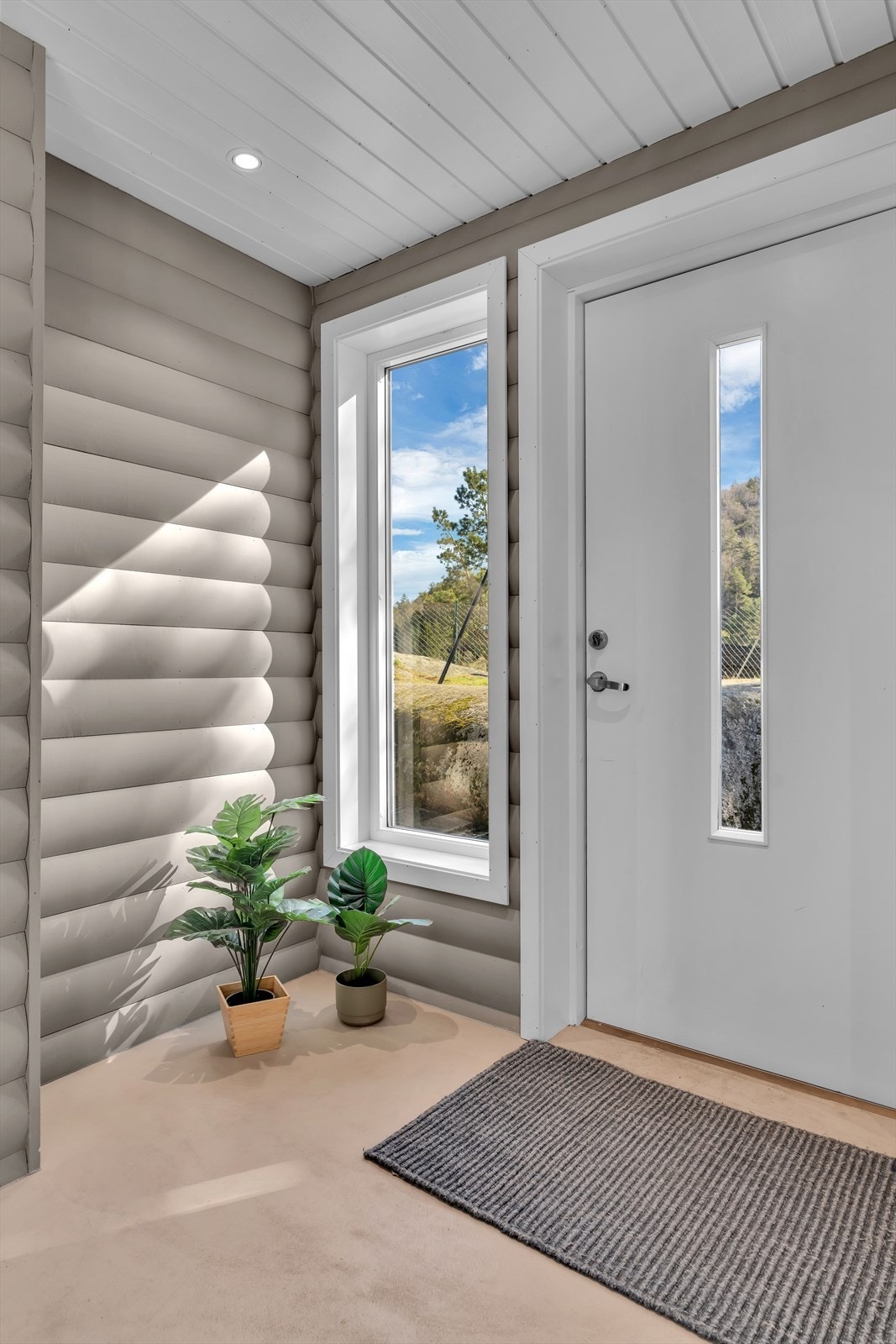 Entréen ønsker velkommen inn i hytta. Galleribilde