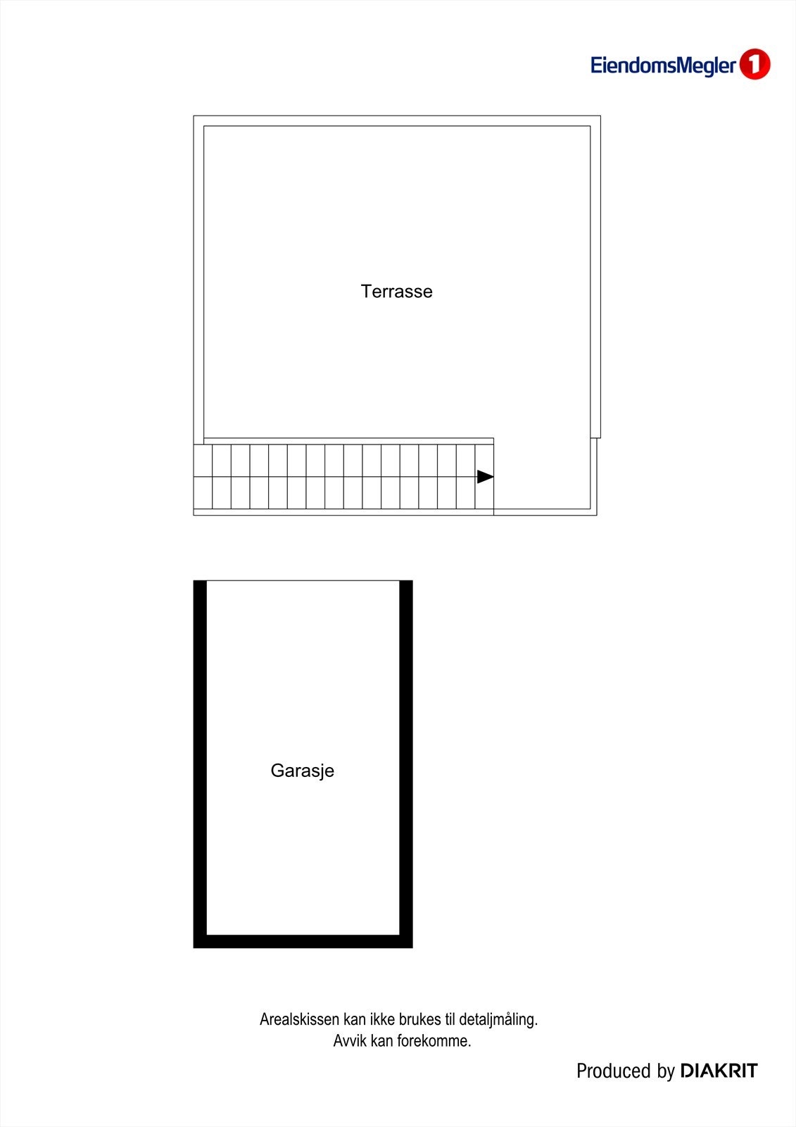 Plantegning av garasje og takterrasse. Galleribilde