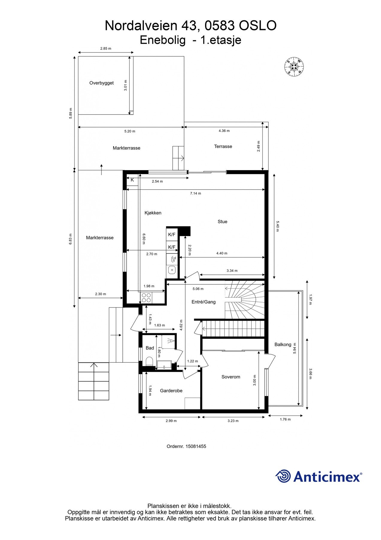 1. etg. hovedplan, plantegning Galleribilde